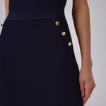 Navy Mesh Midi Skirt