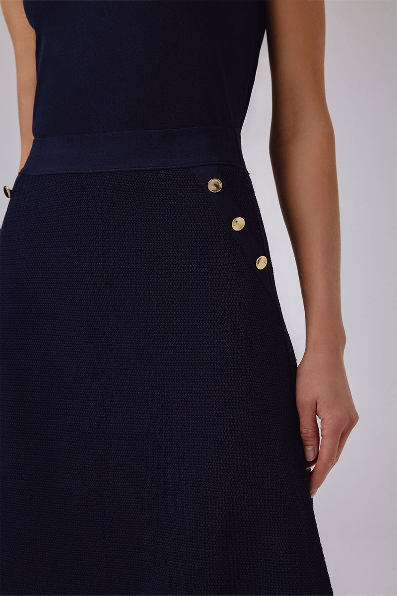 Navy Mesh Midi Skirt