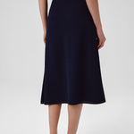Navy Mesh Midi Skirt