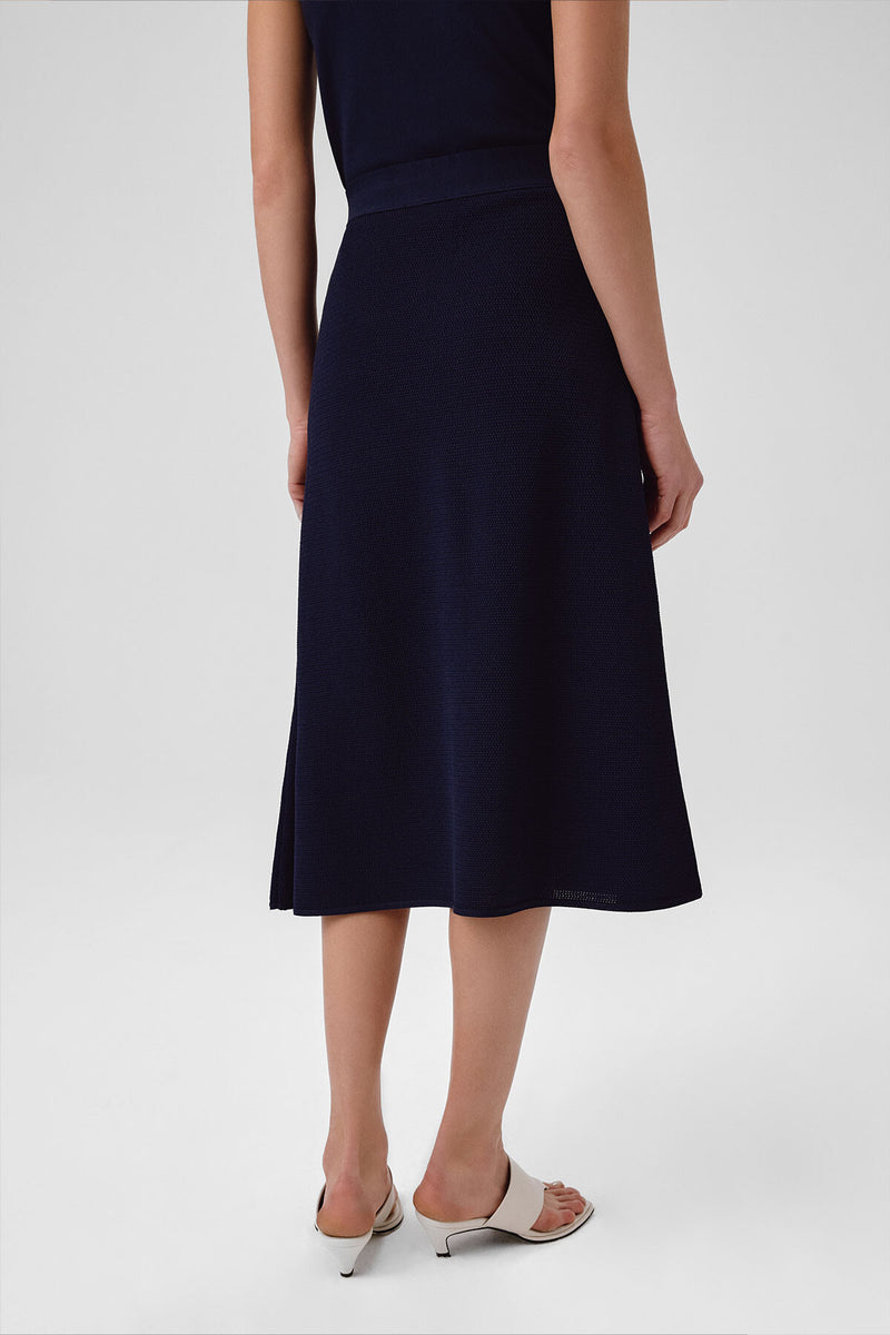 Navy Mesh Midi Skirt