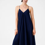 Navy Blue Thin-Strap V-Neck Long Dress