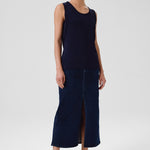 Navy Blue Thick-Strapped Round Neck Women's Athletic Shirt