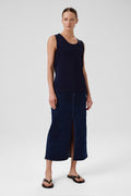 Navy Blue Thick-Strapped Round Neck Women's Athletic Shirt