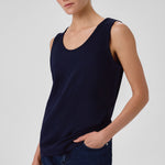 Navy Blue Thick-Strapped Round Neck Women's Athletic Shirt