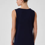 Navy Blue Thick-Strapped Round Neck Women's Athletic Shirt