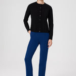 Navy Blue Ribbon Stitch Pocket Detail Women's Pants