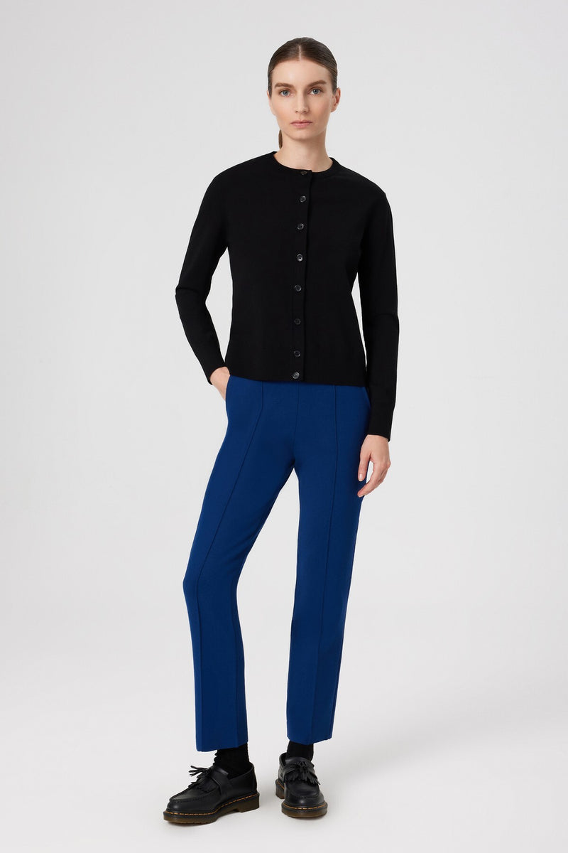 Navy Blue Ribbon Stitch Pocket Detail Women's Pants