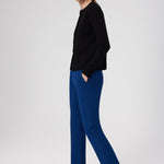 Navy Blue Ribbon Stitch Pocket Detail Women's Pants