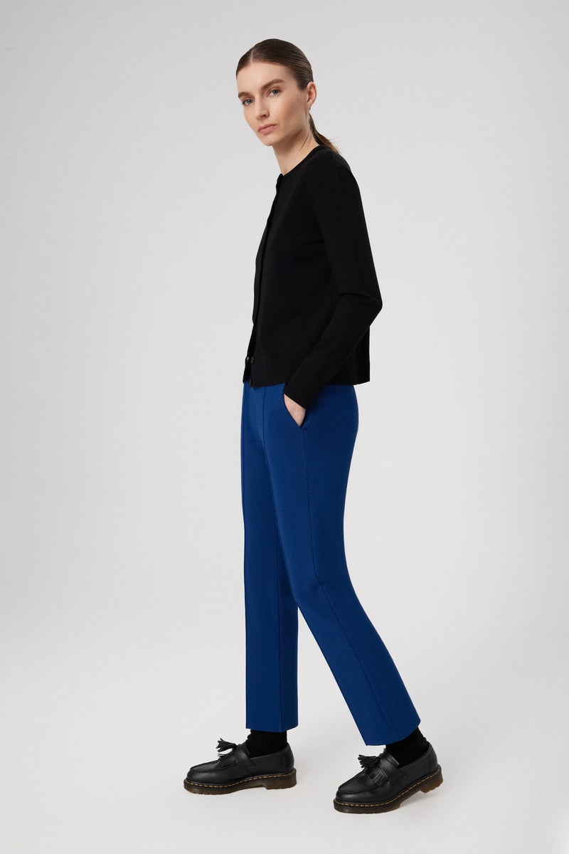 Navy Blue Ribbon Stitch Pocket Detail Women's Pants