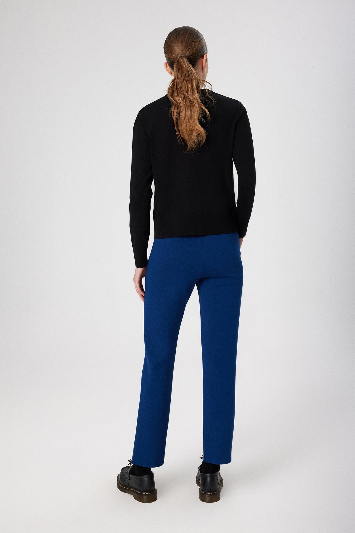 Navy Blue Ribbon Stitch Pocket Detail Women's Pants
