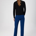 Navy Blue Ribbon Stitch Pocket Detail Women's Pants
