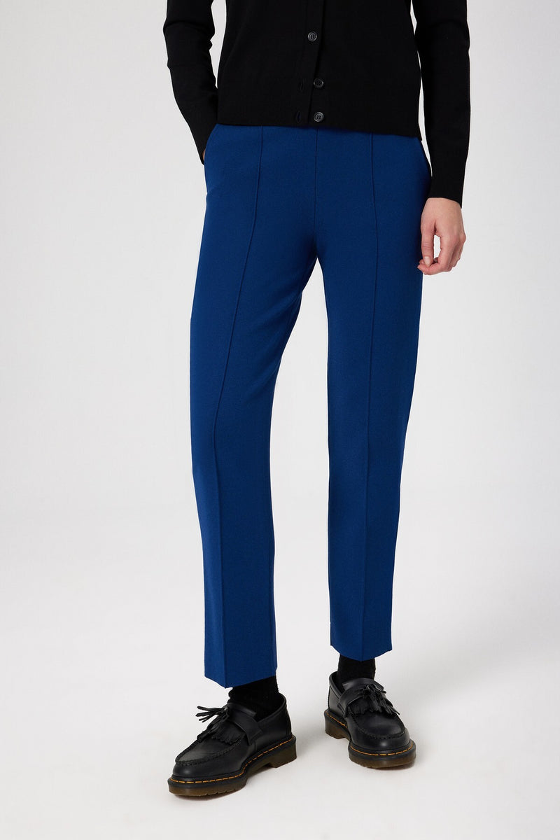 Navy Blue Ribbon Stitch Pocket Detail Women's Pants