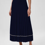 Navy Blue Pleated Long Skirt