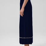 Navy Blue Pleated Long Skirt