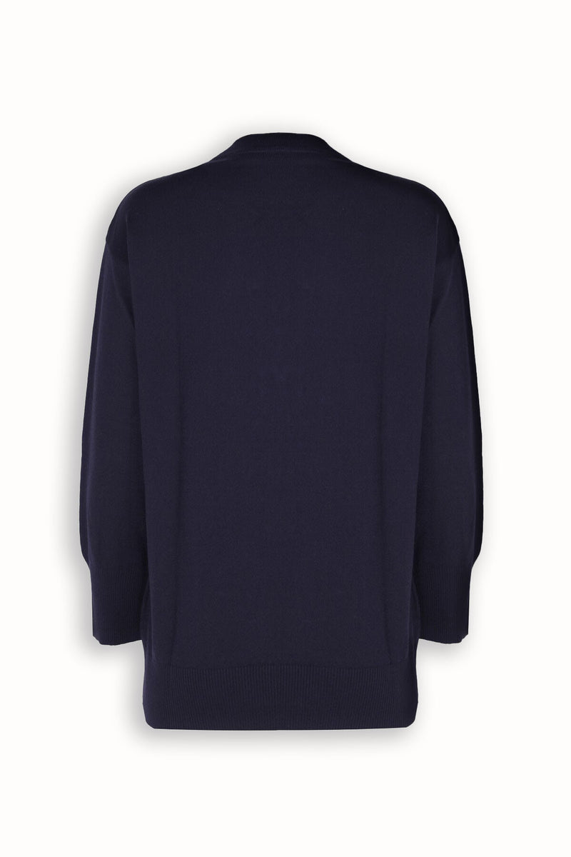 Navy V-Neck Button-Detail Women's Cardigan