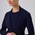 Navy Blue V-Neck Button-Up Women's Jacket