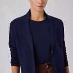 Navy Blue V-Neck Button-Up Women's Jacket