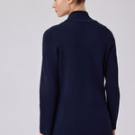 Navy Blue V-Neck Button-Up Women's Jacket