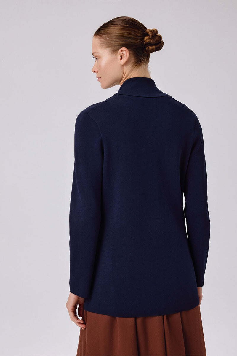 Navy Blue V-Neck Button-Up Women's Jacket