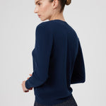 Navy Blue V-Neck Long Sleeve Women's Sweater