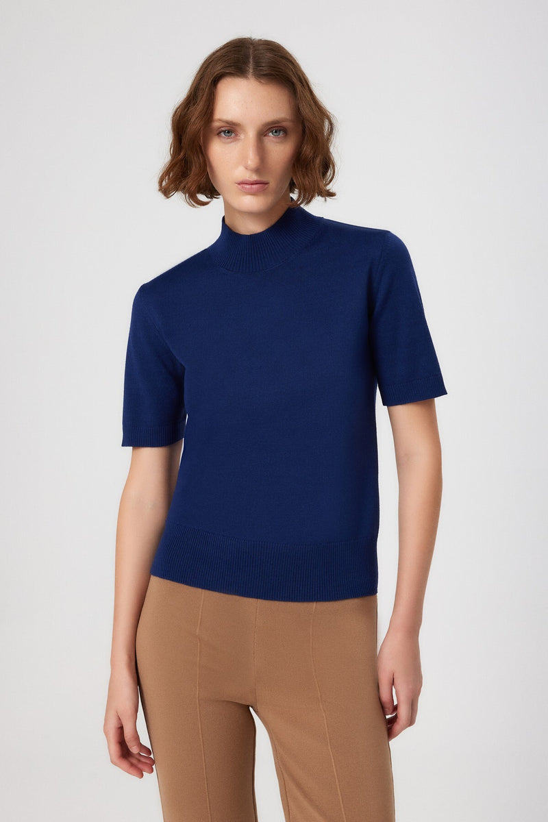 Navy Blue Half-Zip Women's Sweater
