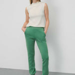 Elastic Waistband Green Women's Pants