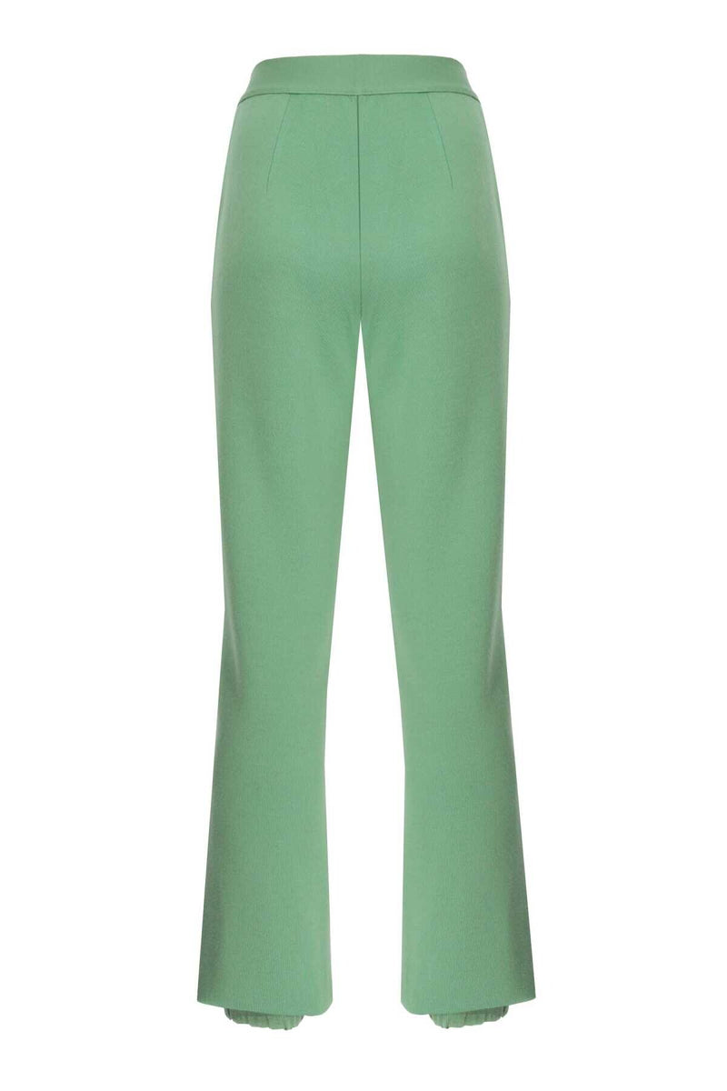 Elastic Waistband Green Women's Pants