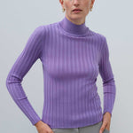 Lila Half-Turtleneck Ribbed Knit Women's Sweater