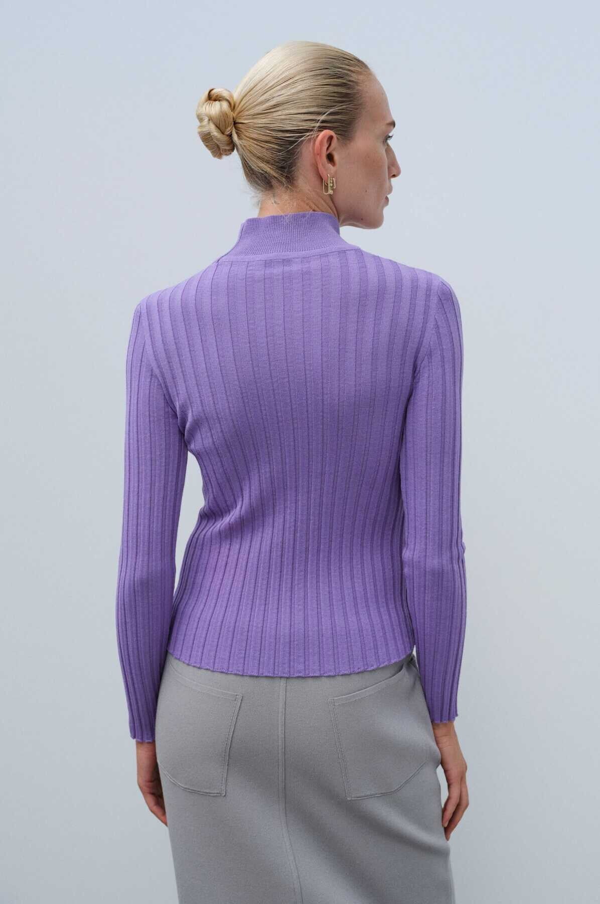 Lila Half-Turtleneck Ribbed Knit Women's Sweater