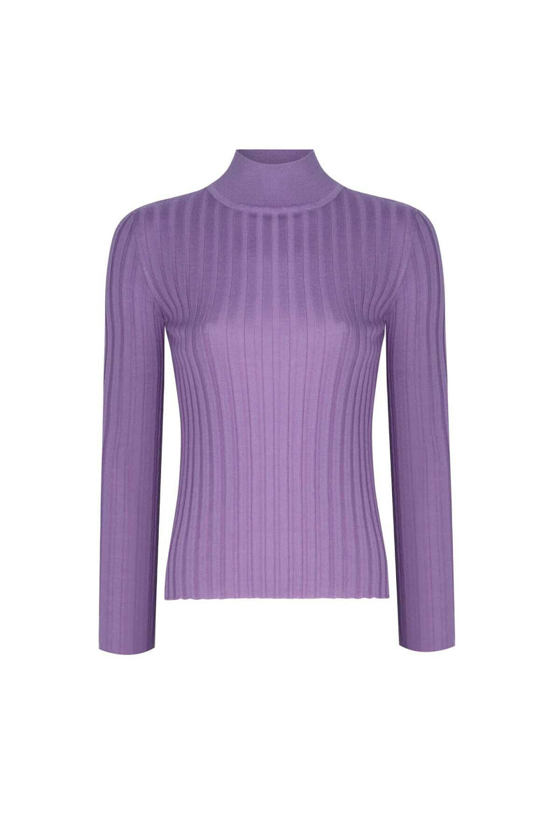 Lila Half-Turtleneck Ribbed Knit Women's Sweater