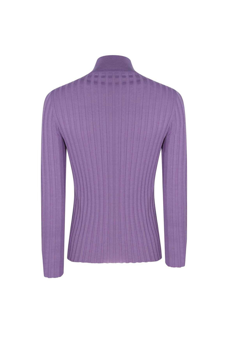 Lila Half-Turtleneck Ribbed Knit Women's Sweater