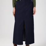 Long Denim Skirt with Front Slit