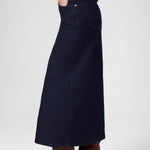 Long Denim Skirt with Front Slit