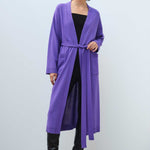 Long Women's Cardigan with Purple Belt