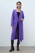 Long Women's Cardigan with Purple Belt