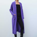 Long Women's Cardigan with Purple Belt