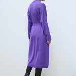 Long Women's Cardigan with Purple Belt