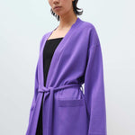 Long Women's Cardigan with Purple Belt