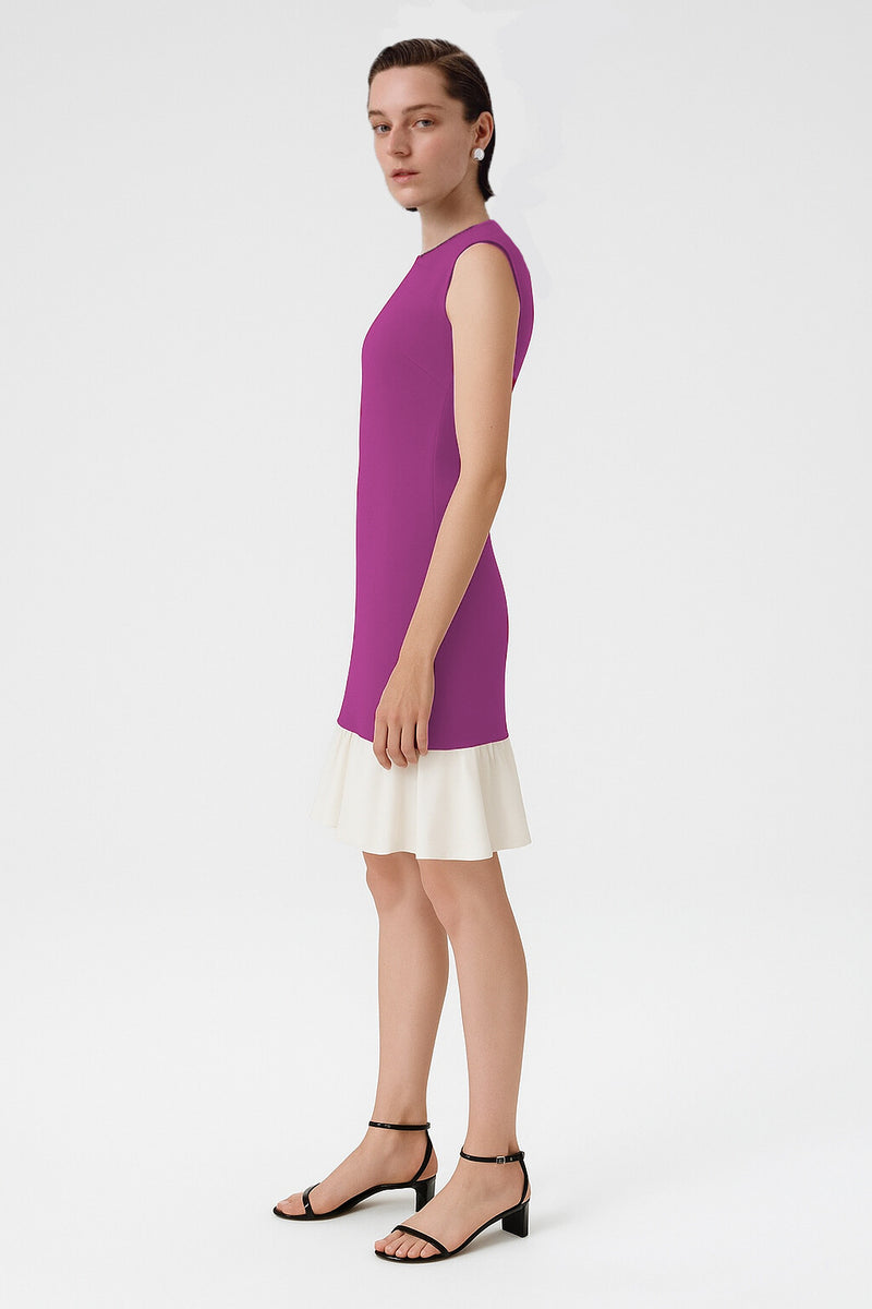 Purple Ruffled Sleeveless Mini Dress