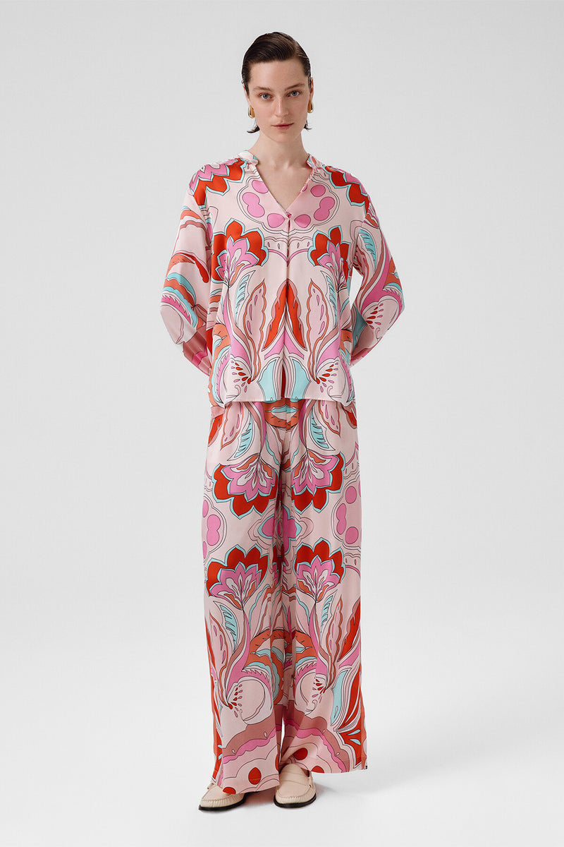 Women's Multicolor Patterned Wide Leg Pants