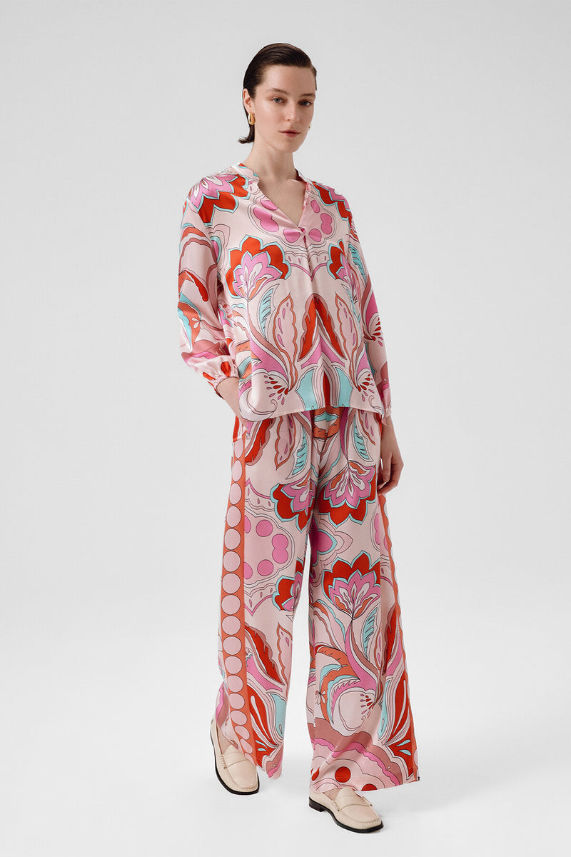 Women's Multicolor Patterned Wide Leg Pants