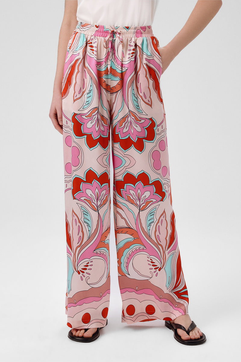 Women's Multicolor Patterned Wide Leg Pants