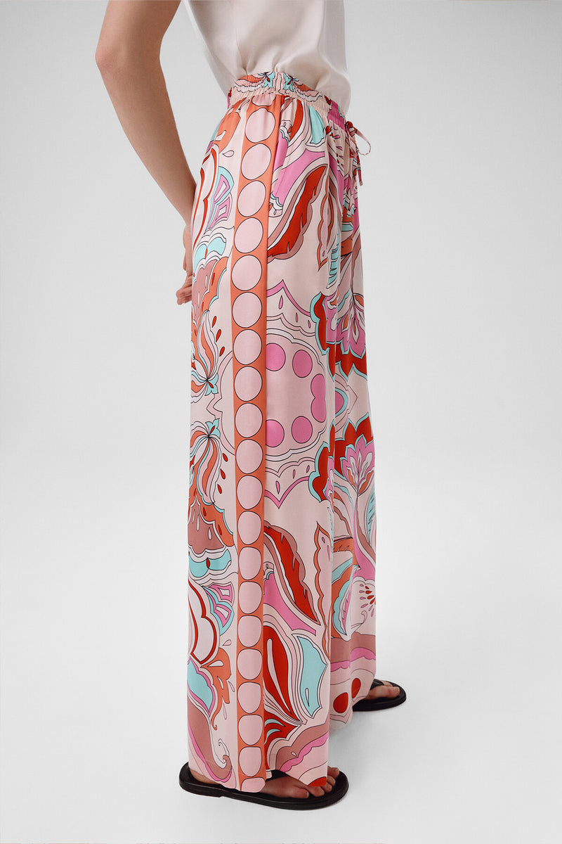 Women's Multicolor Patterned Wide Leg Pants