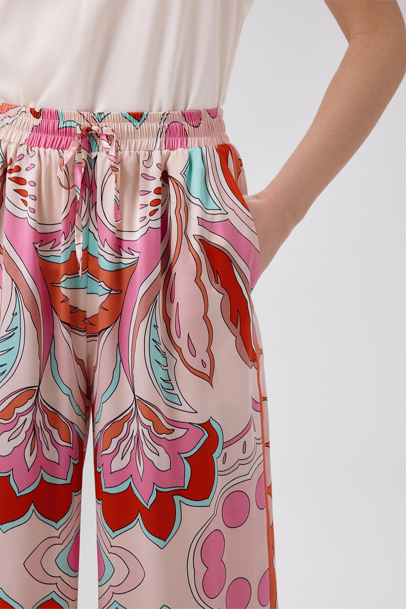 Women's Multicolor Patterned Wide Leg Pants