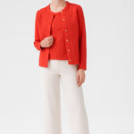 Women's Cardigan with Pomegranate Flower Lace Details and Buttons