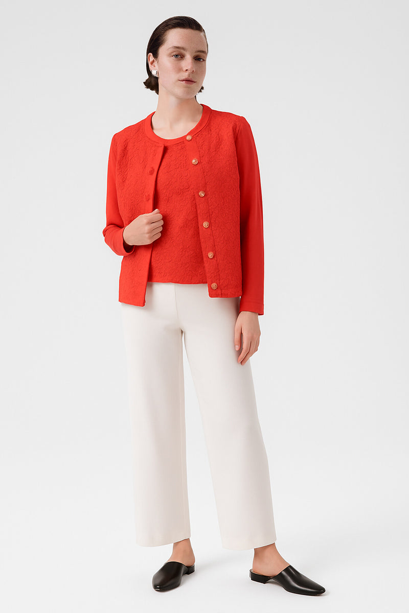 Women's Cardigan with Pomegranate Flower Lace Details and Buttons