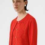 Women's Cardigan with Pomegranate Flower Lace Details and Buttons