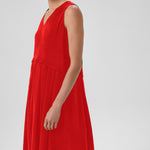 Pomegranate Flower Skirt Pleated Sleeveless Long Dress