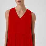 Pomegranate Flower Skirt Pleated Sleeveless Long Dress