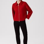 Pomegranate Flower Shirt Collar Zippered Women's Jacket